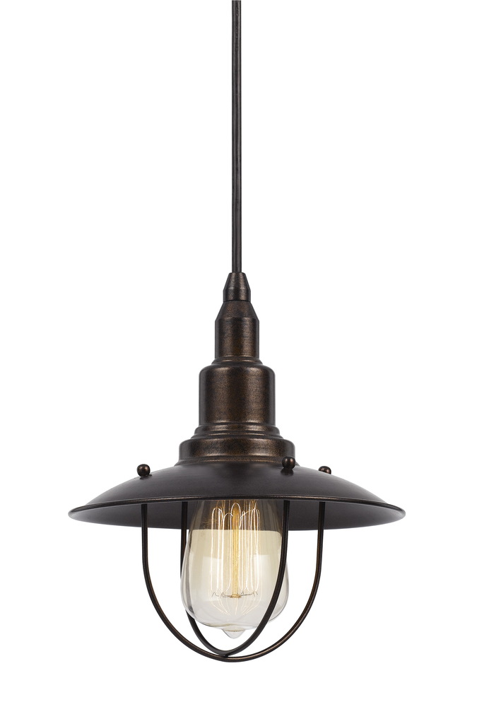 8.88" Tall Metal Pendant in Dark Bronze