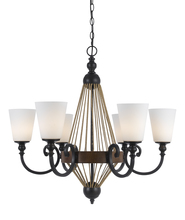 CAL Lighting FX-3563/6 - 30.75" Inch Tall Metal Chandelier in Metal Wood Finish