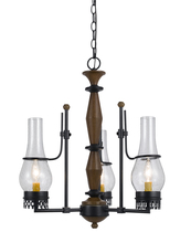 CAL Lighting FX-3564/3 - 23" Inch Tall Metal Chandelier in Metal Wood Finish