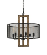 CAL Lighting FX-3678-6 - 29" Height Mesh Chandelier with Wood Finish