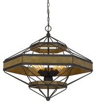 CAL Lighting FX-3702-6 - 25.75" Height Pine Wood and Metal Fixture in Wood and Black Finish