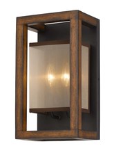 CAL Lighting WL-3536-2 - 14" Height Rubber Wood and Metal Wall Sconce in Wooden Finish