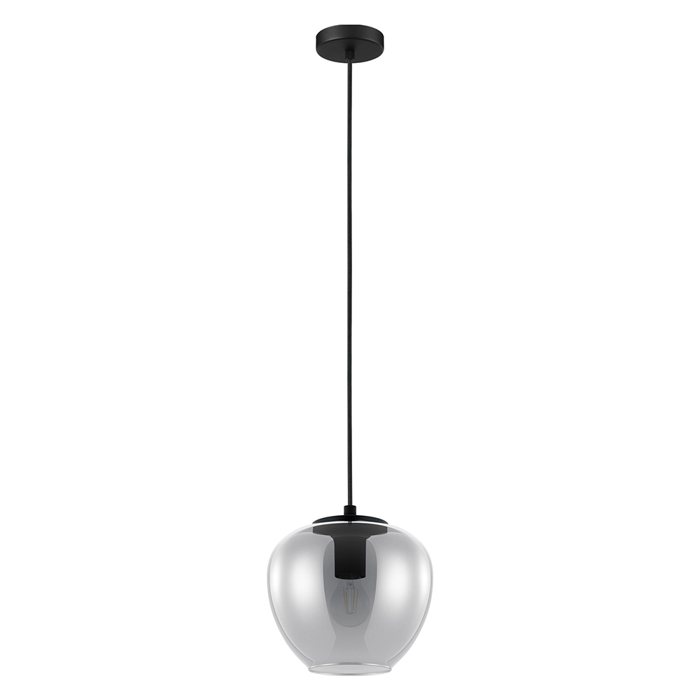 1 LT Mini Pendant w/ Black Finish & Chrome Smoked Glass Shade