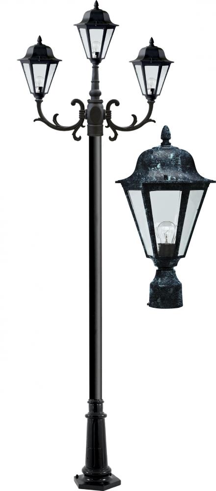 DANIELLA POST THREE LIGHT FIX W/ CLEAR GLASS 3X13W DL-