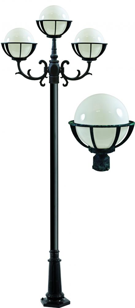 CAST ALUM 10" GLOBE POST LIGHT FIX 3 X INCAND 120V