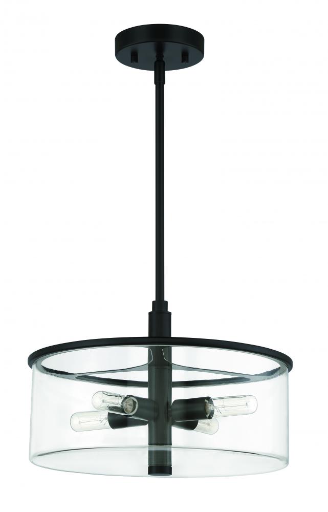 Hailie 4 Light Pendant in Flat Black