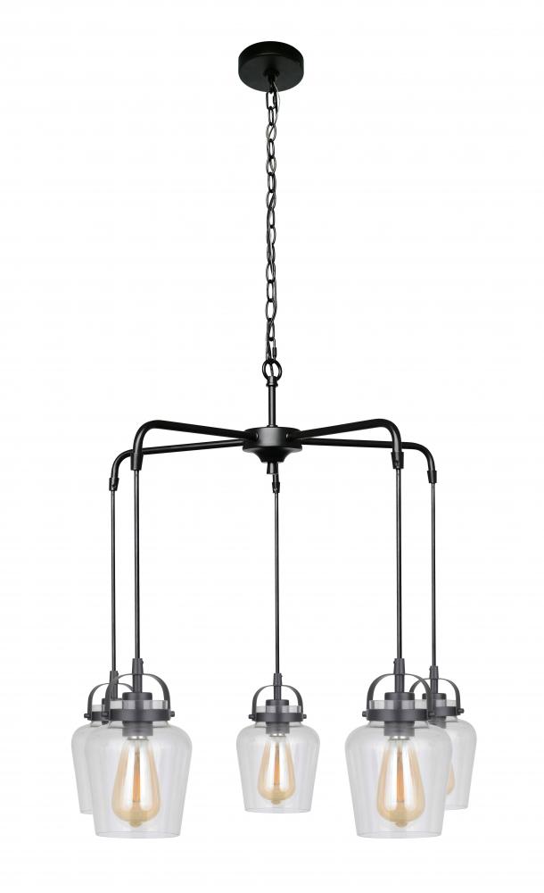 Trystan 5 Light Chandelier in Flat Black