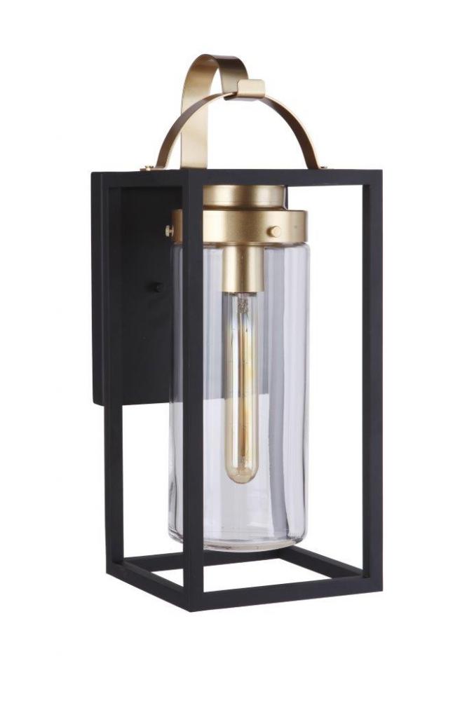 Neo 1 Light Large Outdoor Wall Lantern in Midnight/Satin Brass