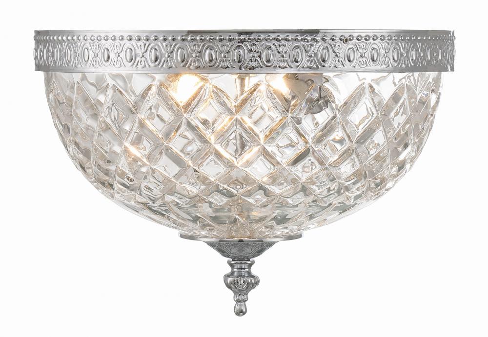 Crystorama 2 Light Polished Chrome Crystal Flush Mount