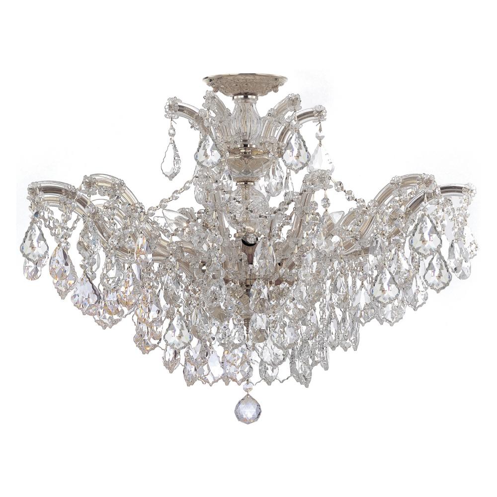 Maria Theresa 6 Light Hand Cut Crystal Polished Chrome Semi Flush Mount