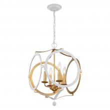 Crystorama ODE-704-MT-GA - Odelle 4 Light Matte White + Antique Gold Chandelier