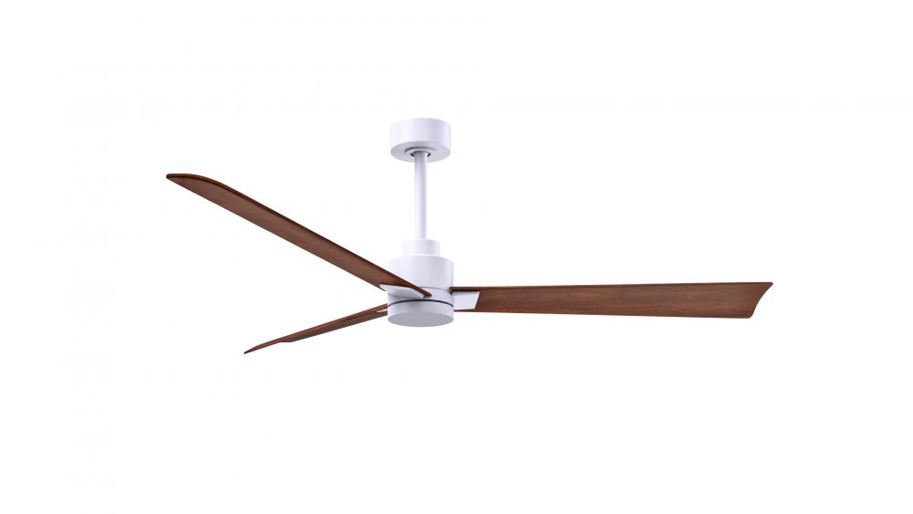 Alessandra 3-blade transitional ceiling fan in matte white finish with walnut blades. Optimized fo