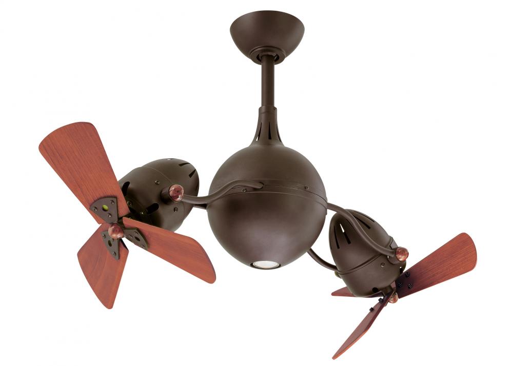 Acqua 360° rotational 3-speed ceiling fan in textured bronze finish with solid sustainable mahoga