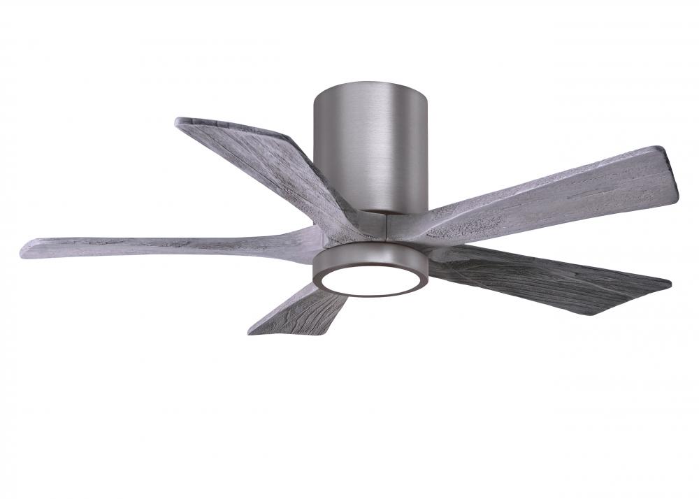 IR5HLK five-blade flush mount paddle fan in Brushed Pewter finish with 42” Barn Wood blades and