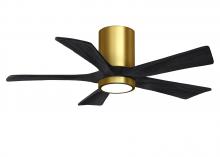 Matthews Fan Company IR5HLK-BRBR-BK-42 - IR5HLK five-blade flush mount paddle fan in Brushed Brass finish with 42” solid barn wood tone b