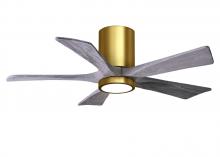 Matthews Fan Company IR5HLK-BRBR-BW-42 - IR5HLK five-blade flush mount paddle fan in Brushed Brass finish with 42” solid walnut tone blad