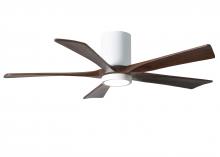 Matthews Fan Company IR5HLK-WH-WA-52 - IR5HLK five-blade flush mount paddle fan in Gloss White finish with 52” solid walnut tone blades