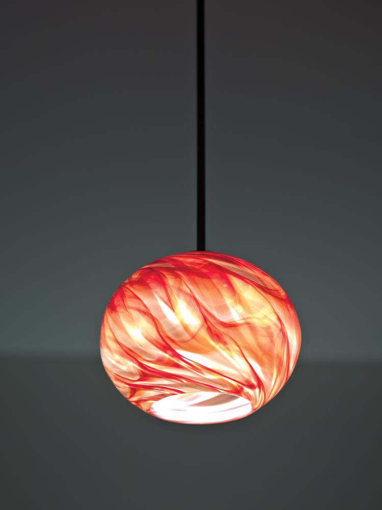 Rose Globe - Pendant - Incandescent 45" OA Drop-Red Hot