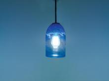 WPT Design ROSE-CYL-CLBL-BZ-17 - Rose Cylinder - Pendant - Incandescent 17" OA Drop-Clear Blue