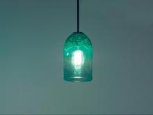 WPT Design ROSE-CYL-CLGR-BZ-17 - Rose Cylinder - Pendant - Incandescent 17" OA Drop-Clear Green