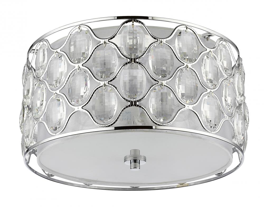 Isabella Indoor 3-Light Flushmount w/Crystal In Polished Nickel