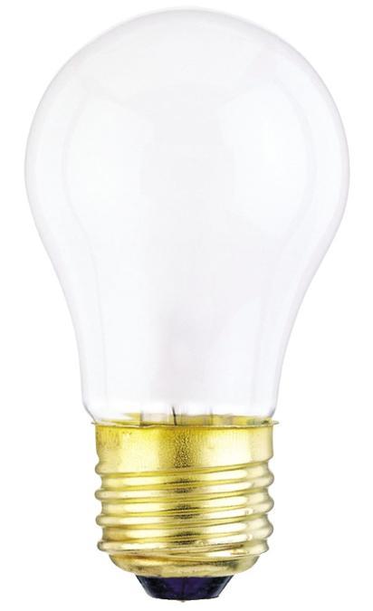 15W A15 Incandescent Frost E26 (Medium) Base, 130 Volt, Box, 2-Pack