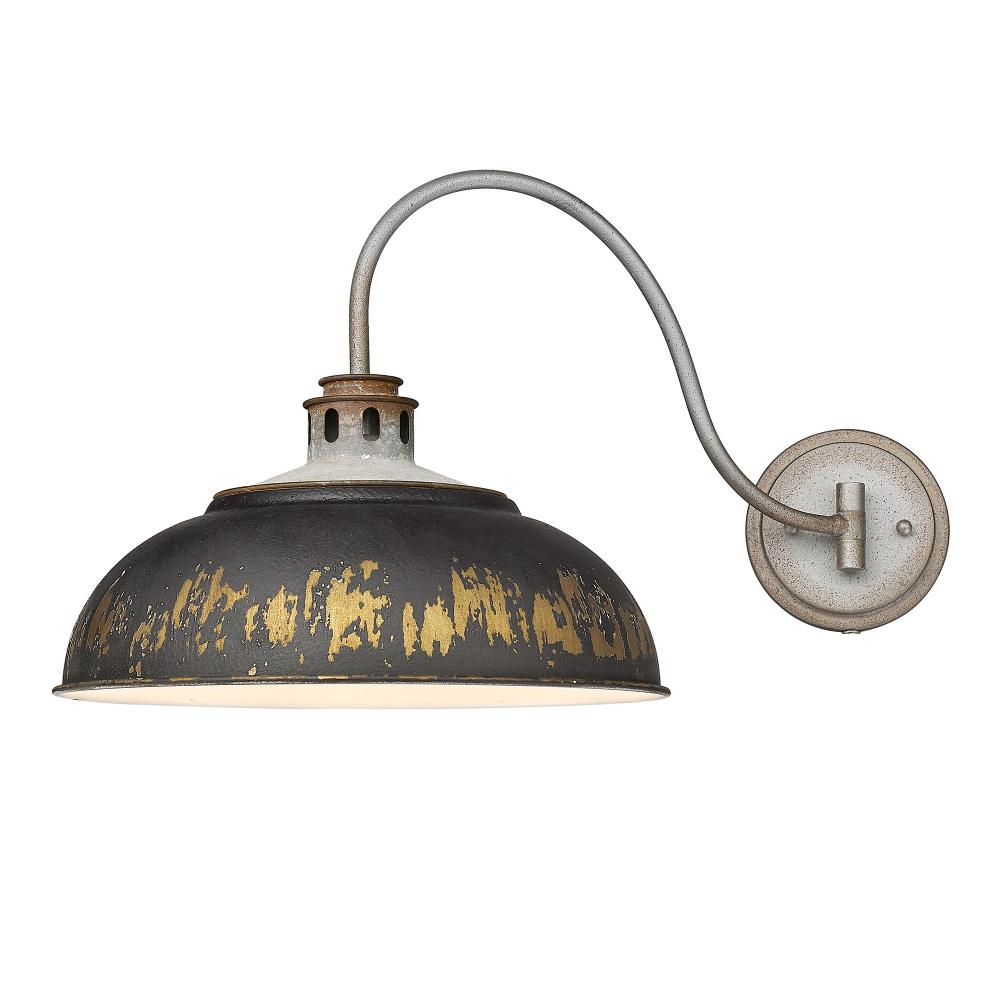 Kinsley 1 Light Articulating Wall Sconce in Aged Galvanized Steel with Antique Black Iron Shade