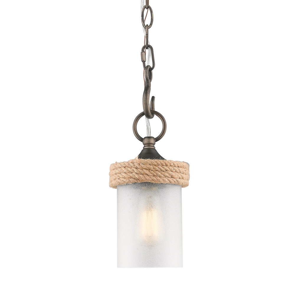 Chatham Mini Pendant in Gunmetal Bronze with Clear Sandblasted Glass