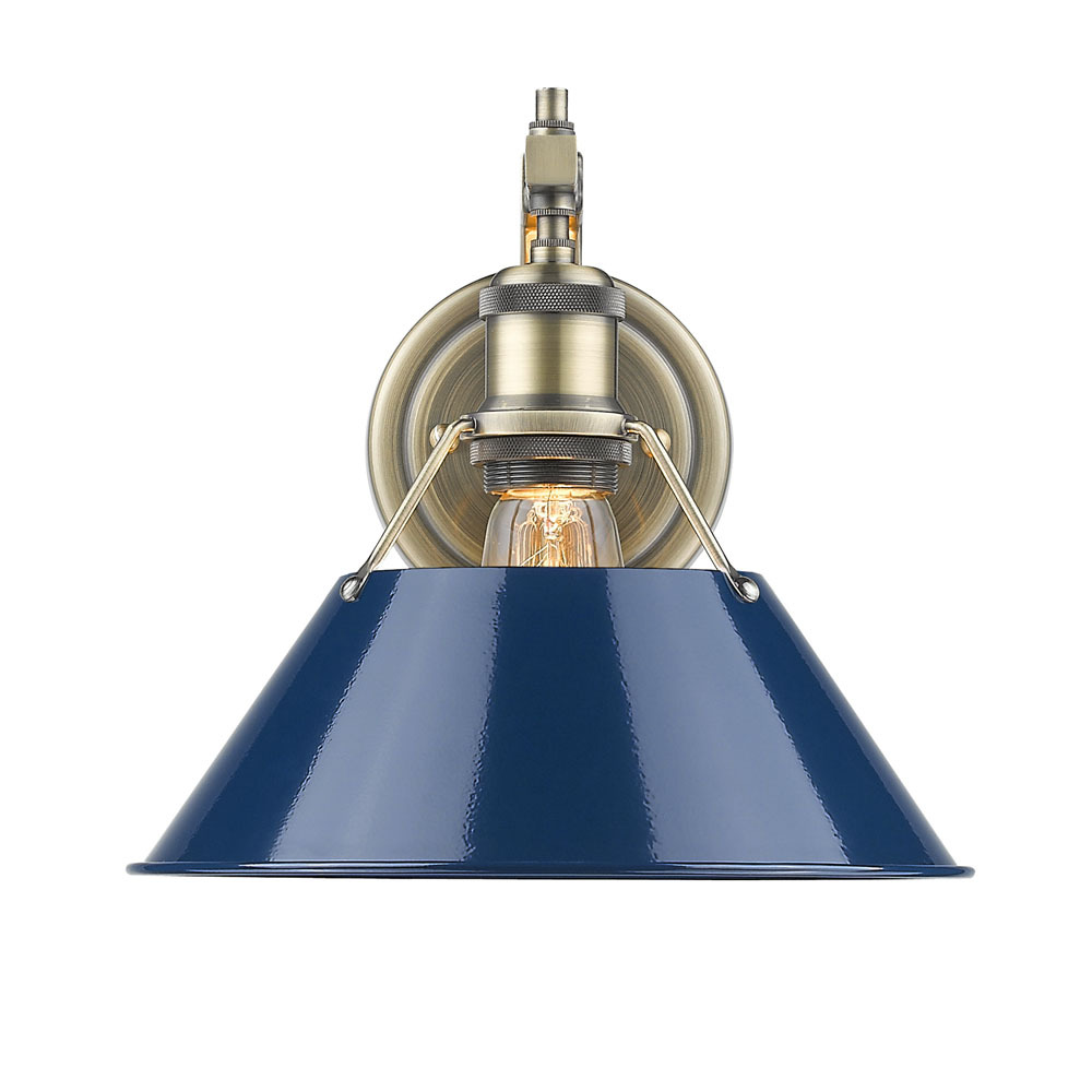 Orwell 1-Light Wall Sconce in Aged Brass with Matte Navy