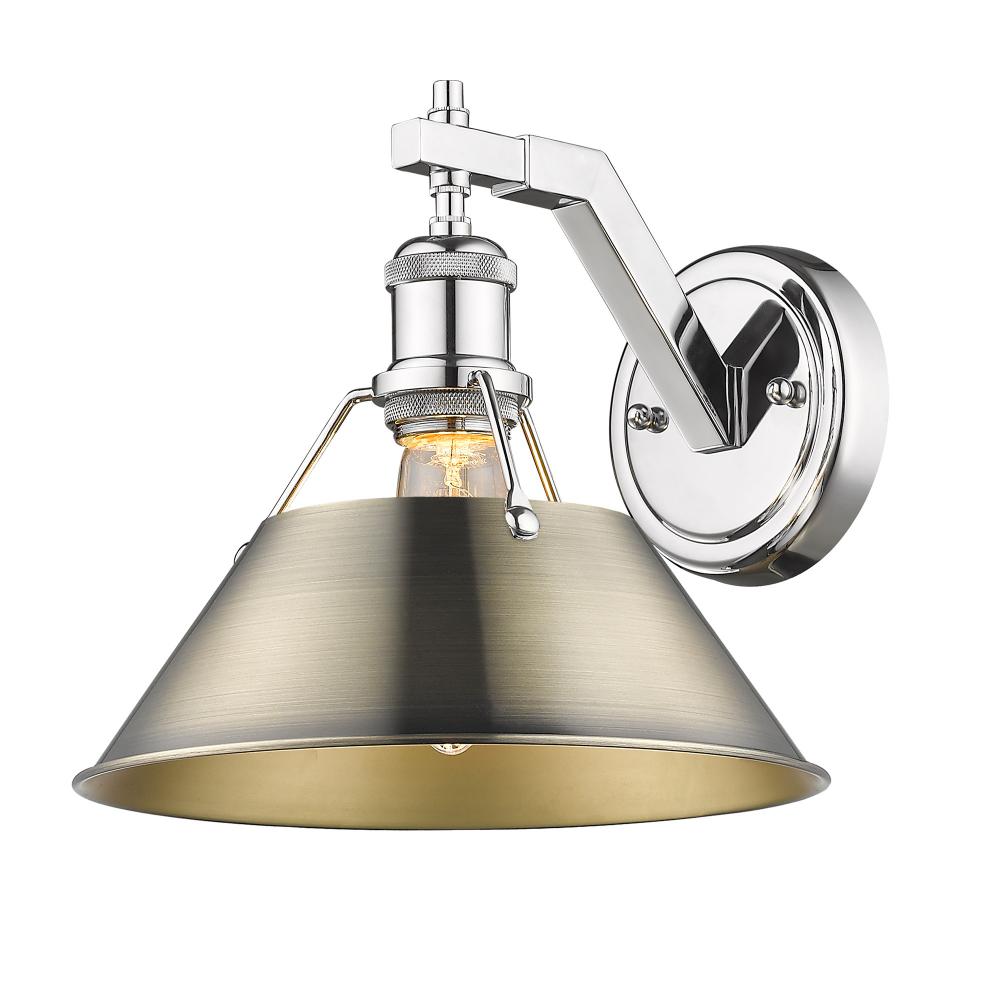 Orwell 1-Light Wall Sconce in Chrome with Aged Brass