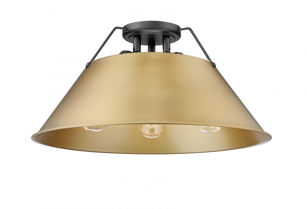 Orwell 3-Light Flush Mount in Matte Black with Brushed Champagne Bronze