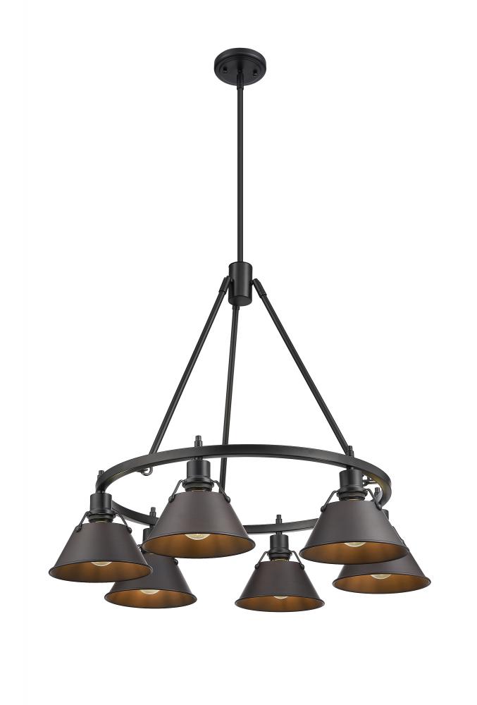 Orwell 6-Light Chandelier in Matte Black with Rubbed Bronze