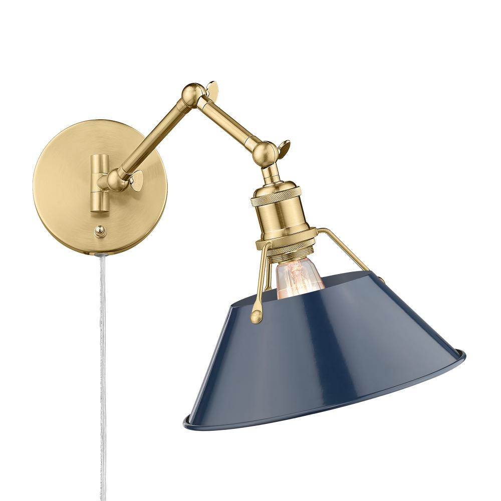 Orwell Articulating Wall Sconce in Brushed Champagne Bronze with Matte Navy