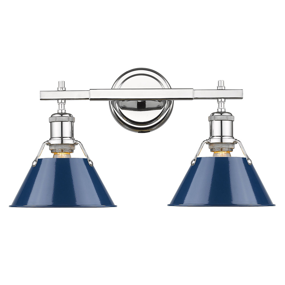 Orwell 2-Light Vanity Light in Chrome with Matte Navy