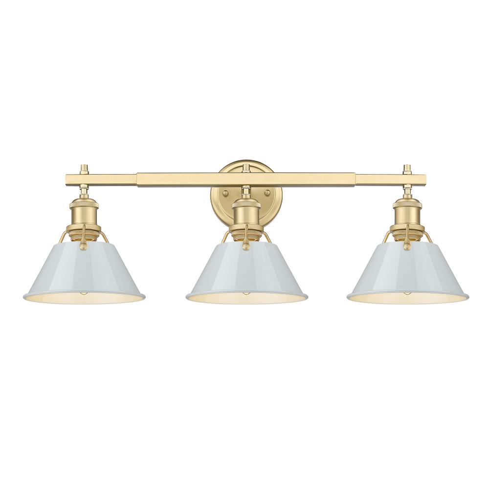 Orwell 3-Light Vanity Light in Brushed Champagne Bronze with Dusky Blue