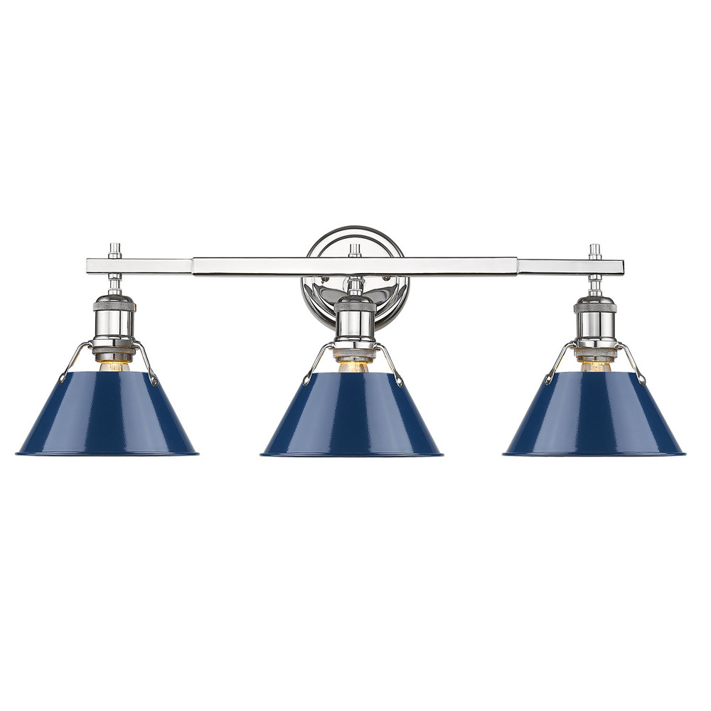 Orwell 3-Light Vanity Light in Chrome with Matte Navy