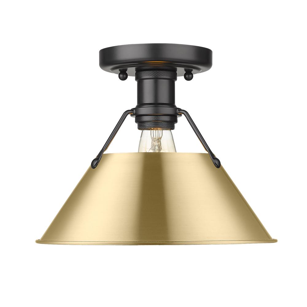 Orwell 1-Light Flush Mount in Matte Black with Brushed Champagne Bronze