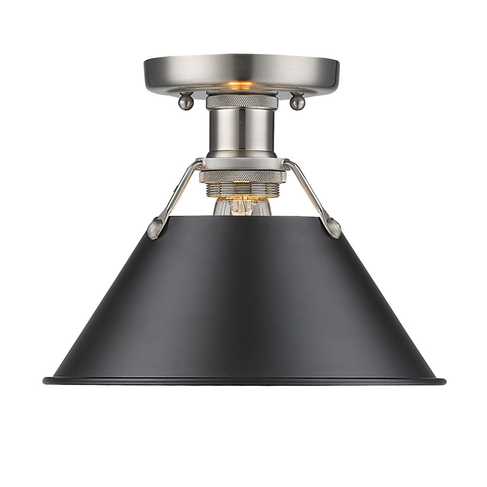 Orwell 1-Light Flush Mount in Pewter with Matte Black