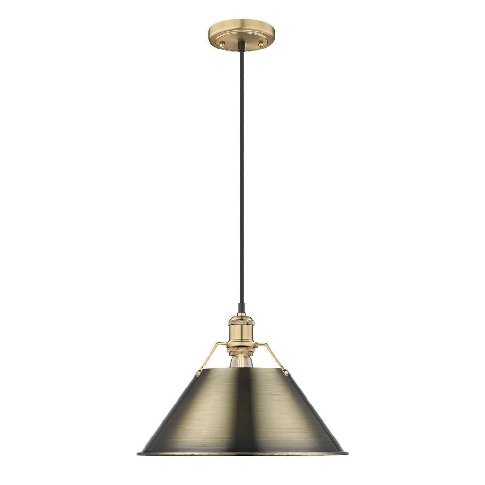 Orwell 14" Wide Large Pendant in Brushed Champagne Bronze with Aged Brass