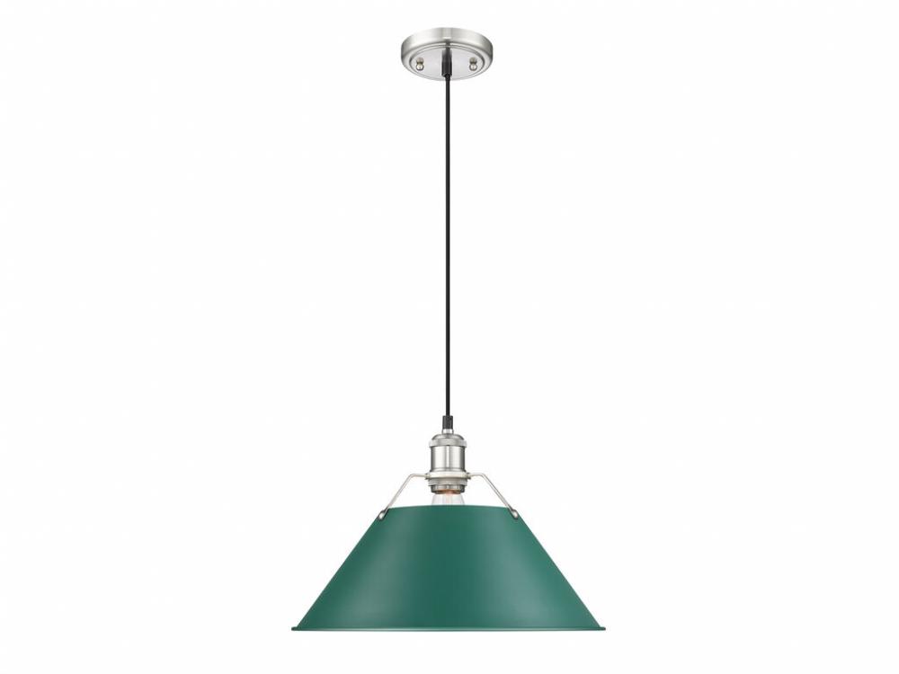 Orwell 14" Wide Large Pendant in Pewter with Pine Green