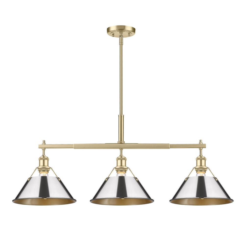 Orwell 3-Light Linear Pendant in Brushed Champagne Bronze with Chrome