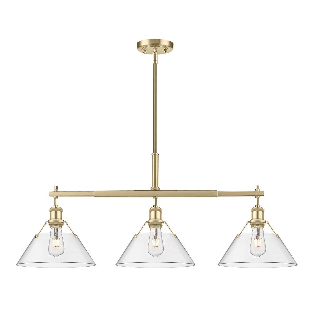 Orwell 3-Light Linear Pendant in Brushed Champagne Bronze with Clear Glass