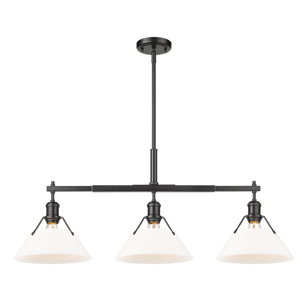 Orwell 3-Light Linear Pendant in Matte Black with Opal Glass