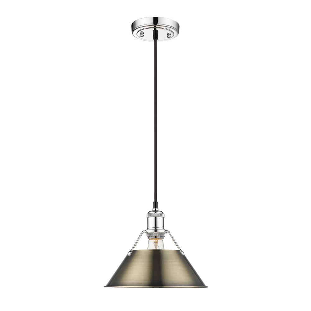 Orwell 10" Wide Medium Pendant in Chrome with Aged Brass