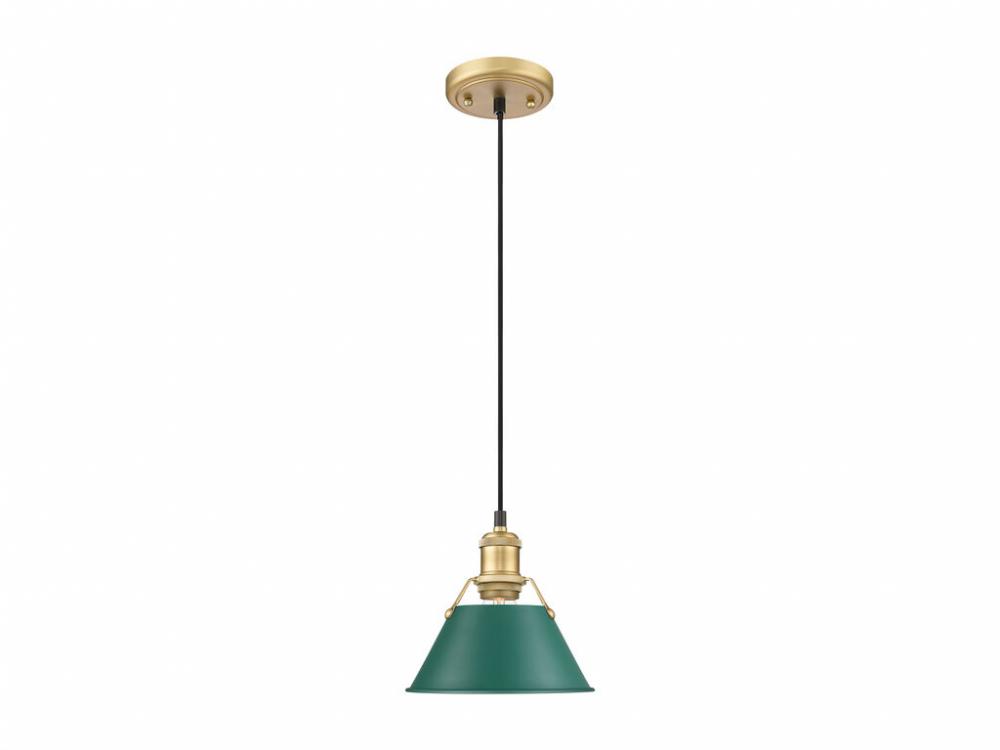 Orwell 7.5" Wide Small Pendant in Brushed Champagne Bronze with Pine Green