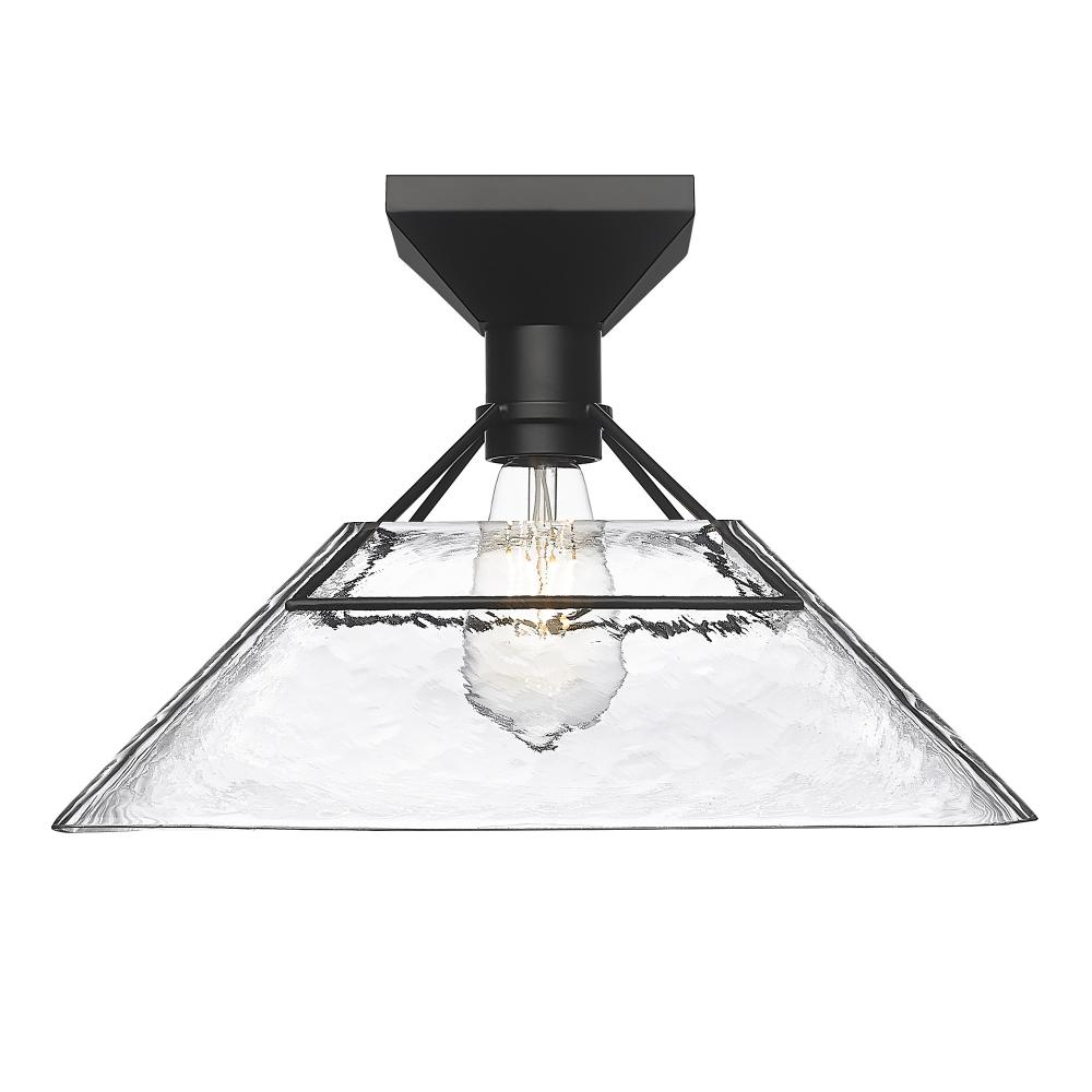 Kepler Semi-Flush in Matte Black with Water Glass Shade