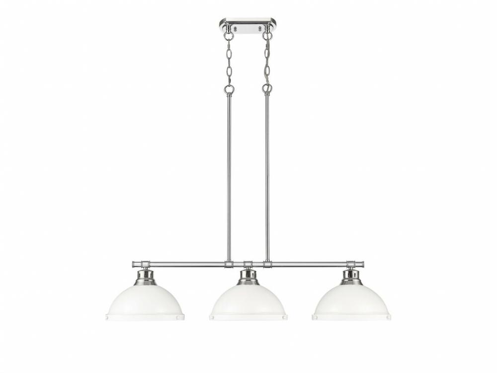 Duncan 3-Light Linear Pendant in Pewter with Matte White