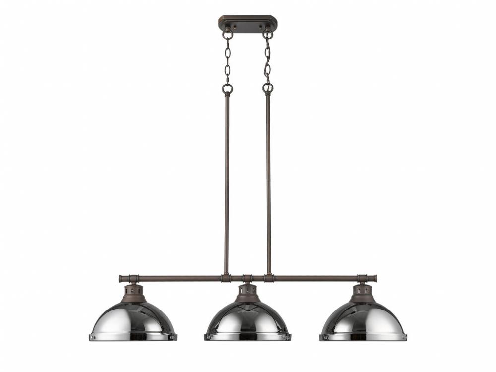 Duncan 3-Light Linear Pendant in Rubbed Bronze with Chrome