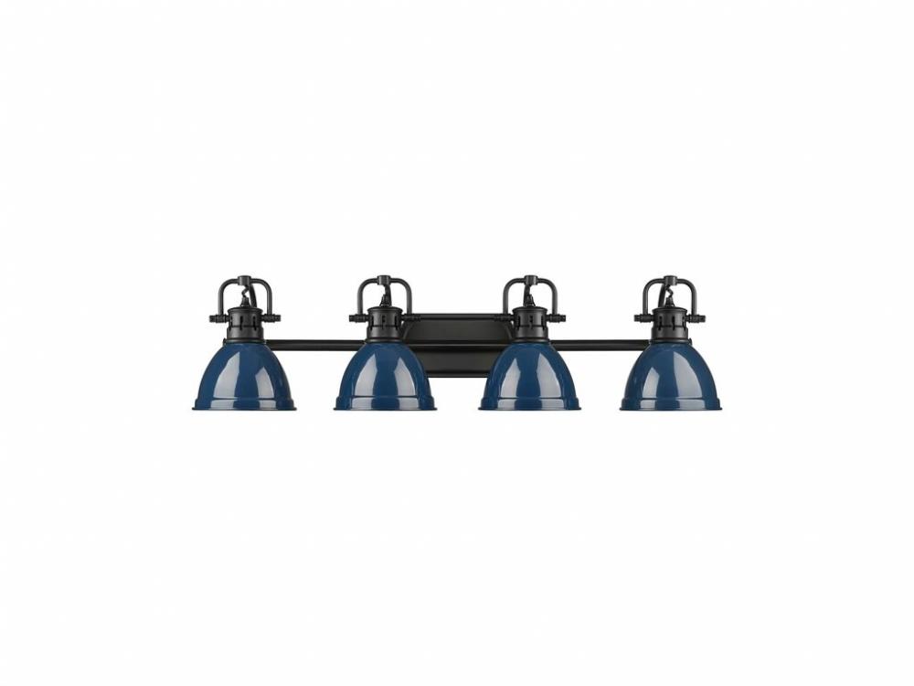 Duncan 4-Light Bath Vanity in Matte Black with Matte Navy