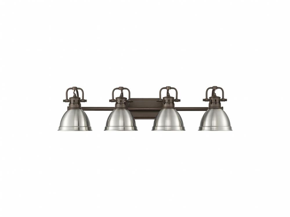 Duncan 4-Light Bath Vanity in Rubbed Bronze with Pewter